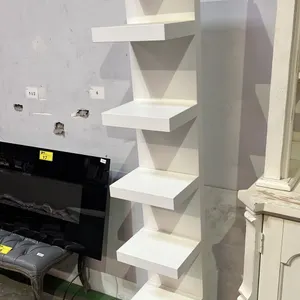WALL-MOUNTED MODERN 7-TIER WOOD SHELVING UNIT 12" X 11" X 74"