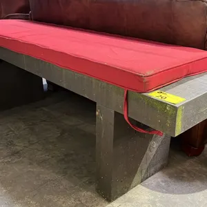 WOOD BENCH WITH CUSHION 72" X 15" X 21"