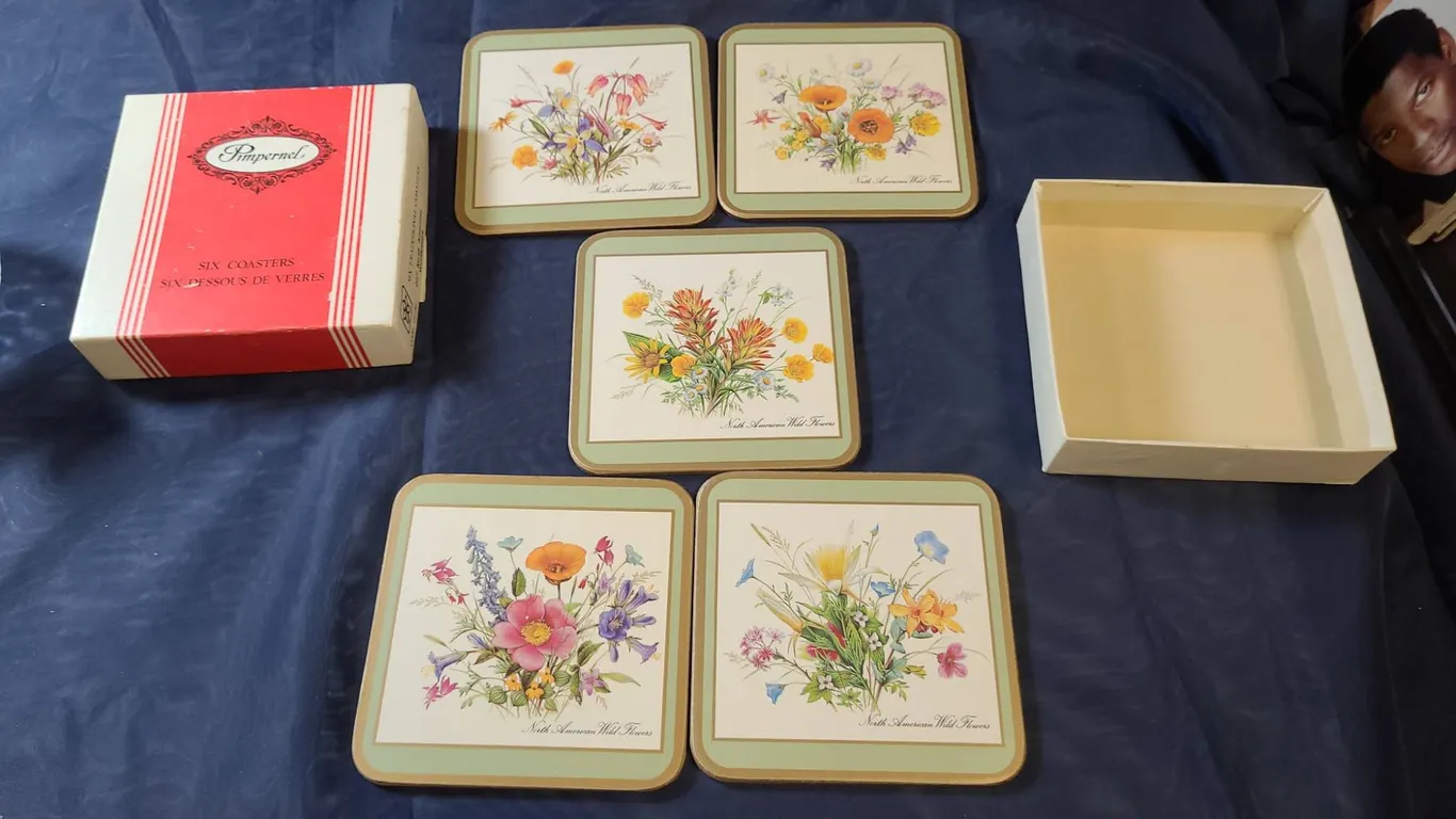 5 Pimpernel North American Wild Flowers Coasters