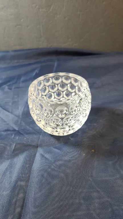 Clear Pressed Glass Votive Holder with Raised Circle Pattern