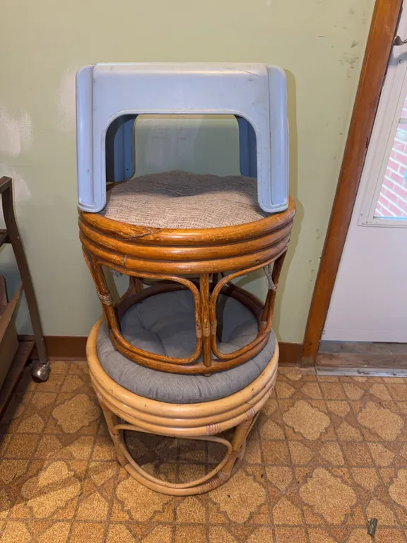 Pair of foot stools and a step stool