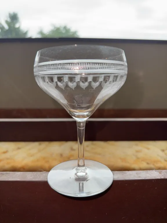 12 decorative etched wine glasses