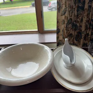 Glass bowl and gravy bow