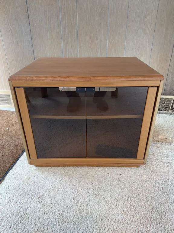 Wooden glass front TV stand