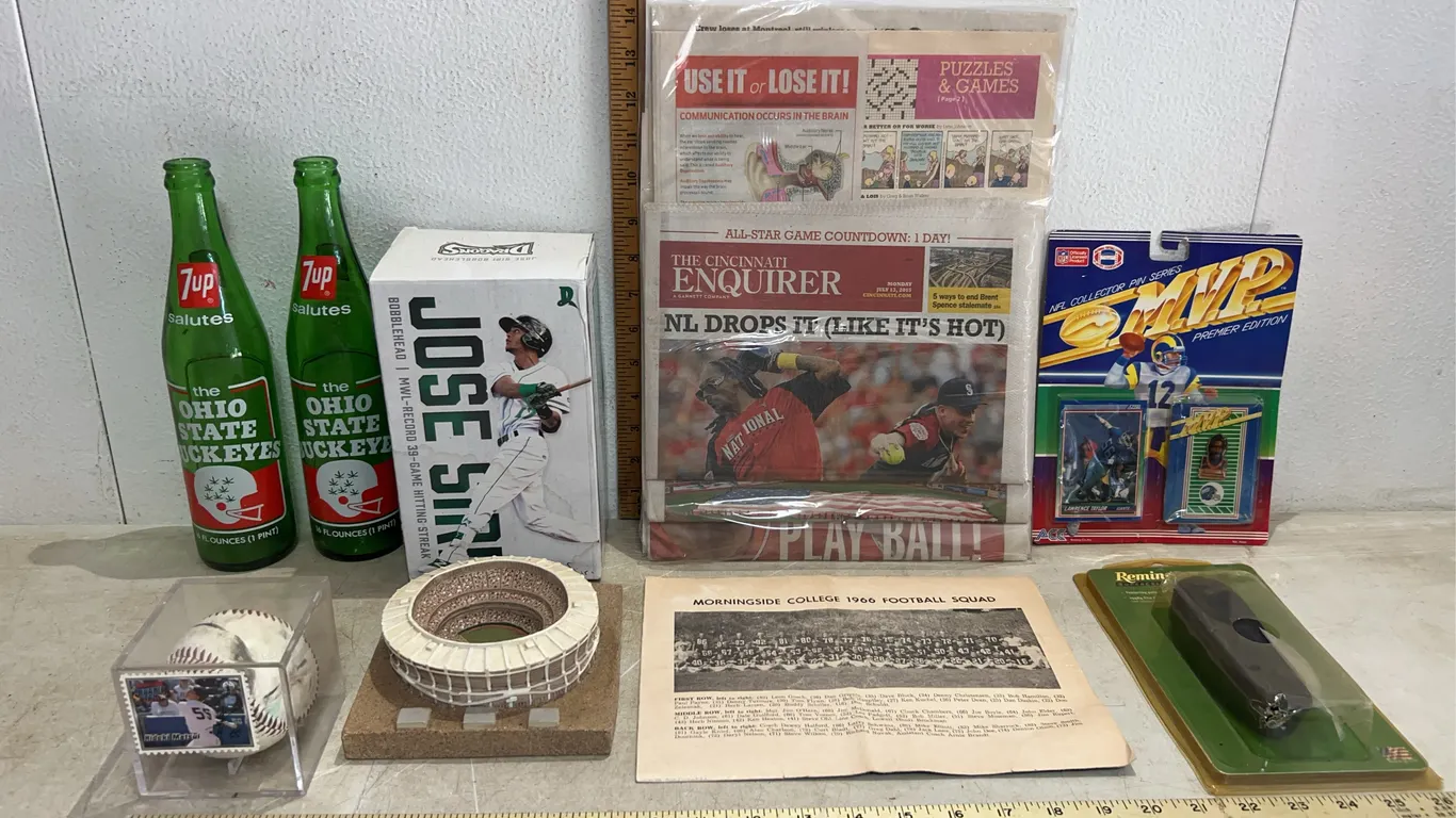 7Up Glass Bottles, Newspapers, Jose Siri Figure, Baseball, Etc.