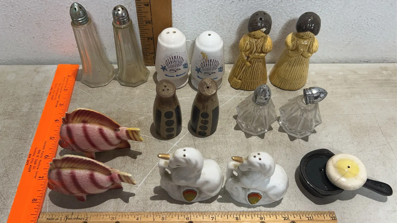 Assorted Salt/Pepper Shakers, Some May Have Damage