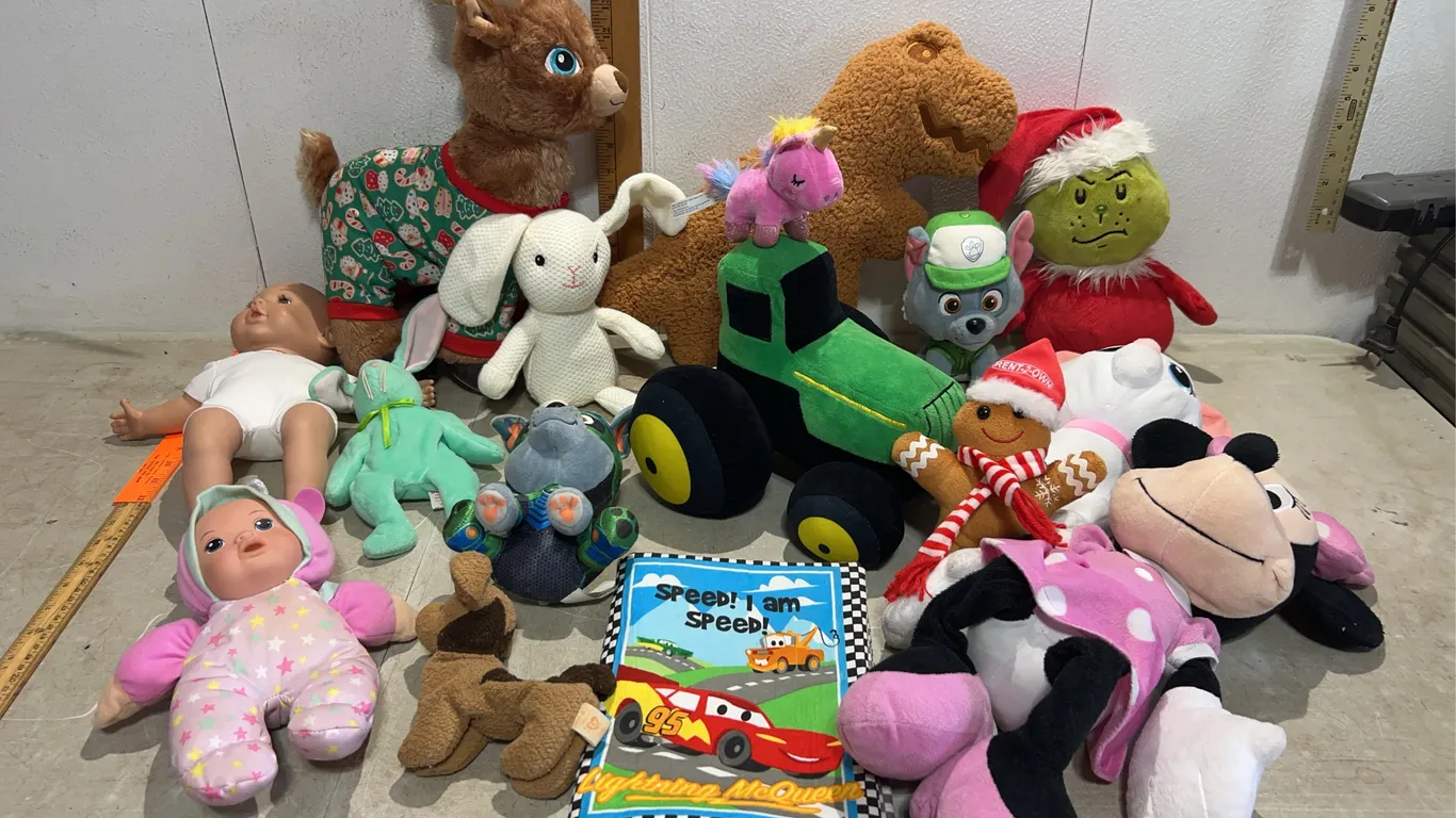 Assorted Plush Animals-Disney, Grinch, Minnie Mouse, Dinosaur, Etc.