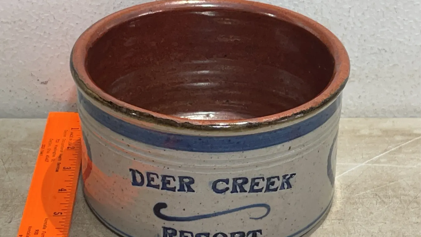 Deer Creek Resort Handmade Signed Crock 6.5"X3.5"