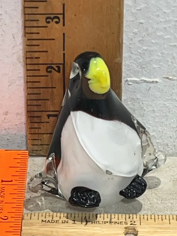 Hand Crafted Glass Penguin, Hairline Crack 3" Tall
