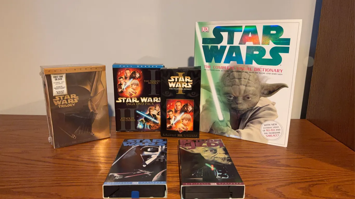 Star Wars VHS, DVD and Storybook Collection - 9 Piece Vintage Lot