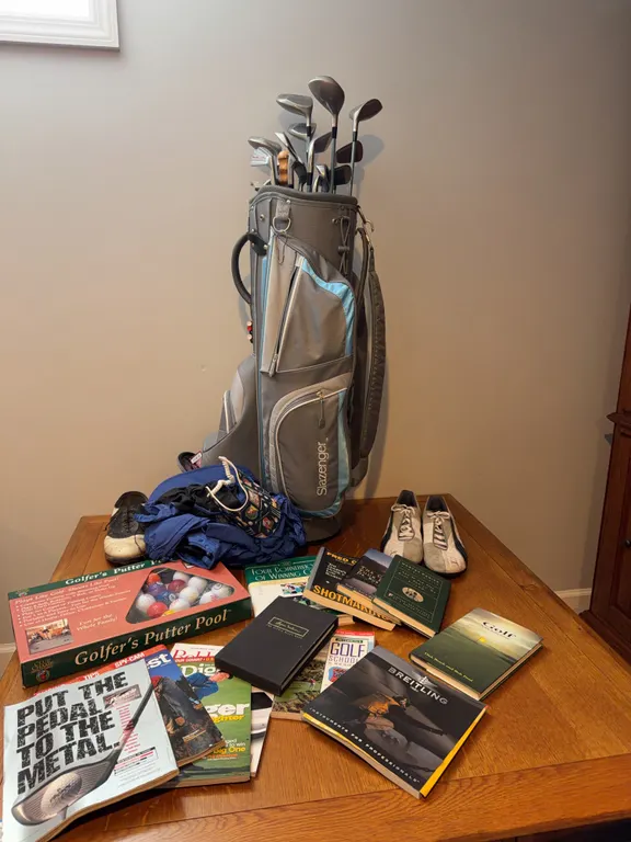 Slazenger Golf Bag with MacGregor Clubs, Shoes, Books and Accessories