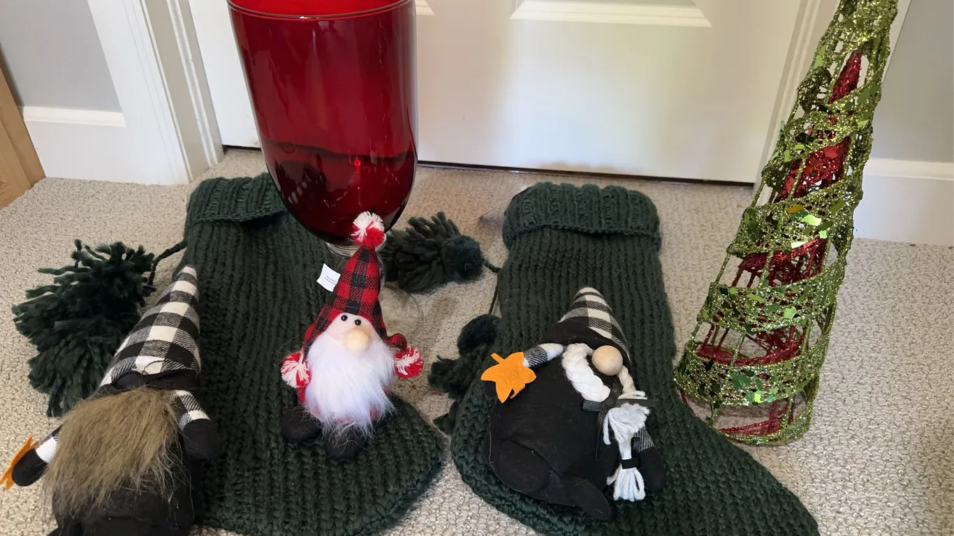 Christmas Gnome Stockings, Ornaments, and Holiday Decor Lot
