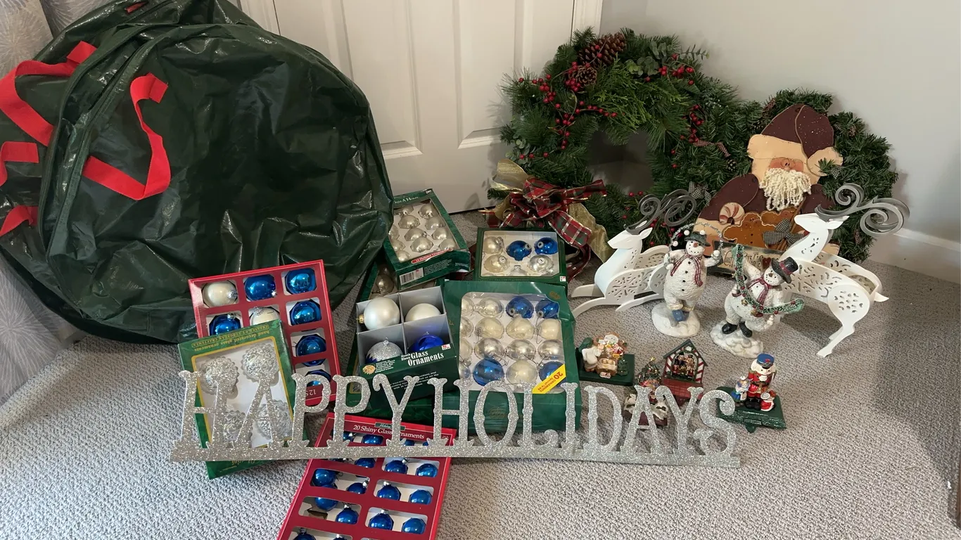 Christmas Ornament and Holiday Decor Collection with Stocking Holders