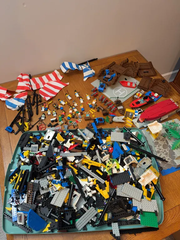 Large Vintage LEGO Pirates and Boats Lot - Minifigures, Cannons, Ships