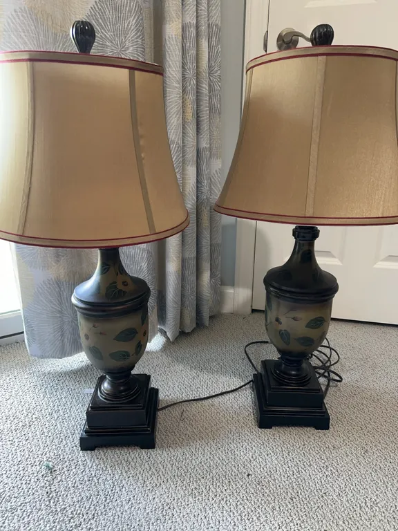 Pair of Floral Urn Table Lamps
