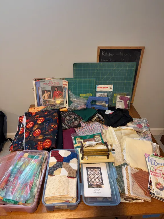 Quilting and Sewing Supply Lot - Fabric, Patterns, Tools