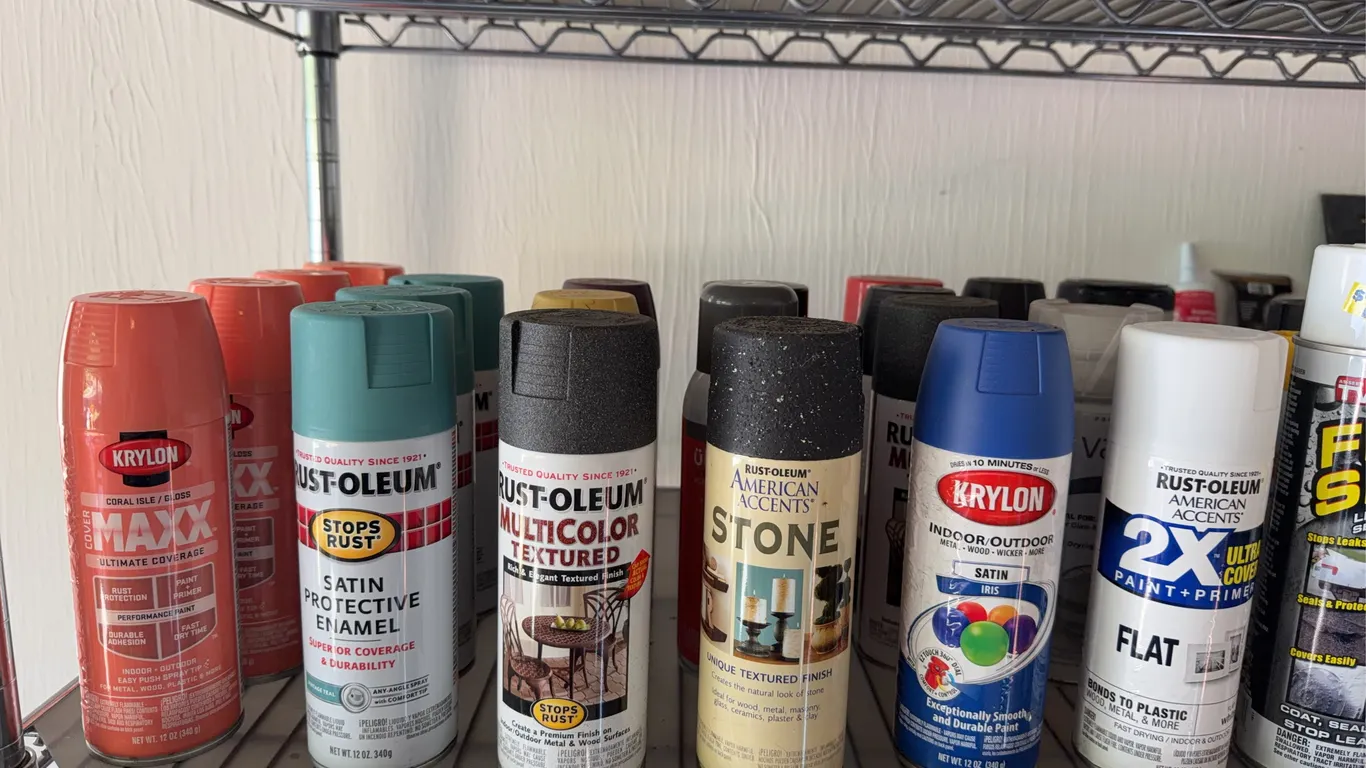 Large Lot of Spray Paint and Painting Supplies