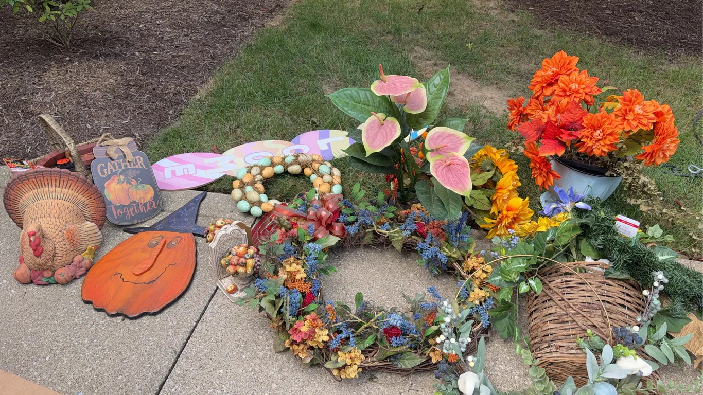 Fall, Halloween and Easter Decor Lot with Faux Florals and Baskets