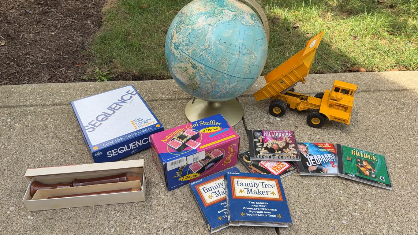 International Pay Hauler Toy Truck, Recorder, Globe and Games Lot