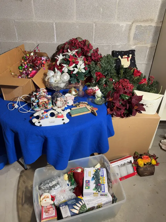 Large Mixed Christmas Holiday Decor Lot - Ornaments, Lights, Figurines