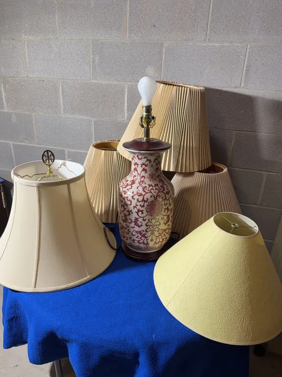 Ceramic Table Lamp with Assorted Pleated Lampshades