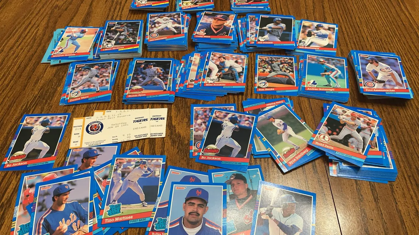 1991 Donruss Baseball Card Lot with Tigers Ticket Stubs
