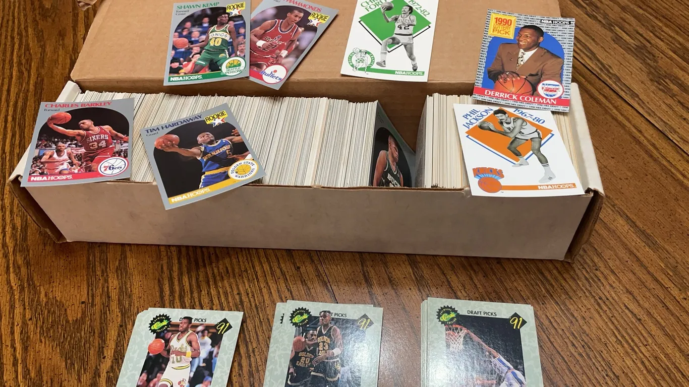 Box of 1990 NBA Hoops and Classic Basketball Cards - Rookies and Stars