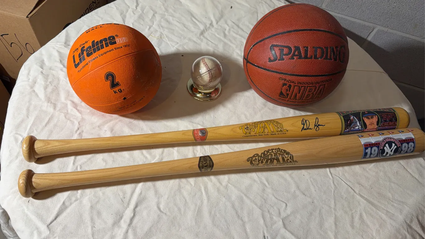 Cooperstown Bat Co. Mini Bats, Spalding NBA Basketball & Sports Lot