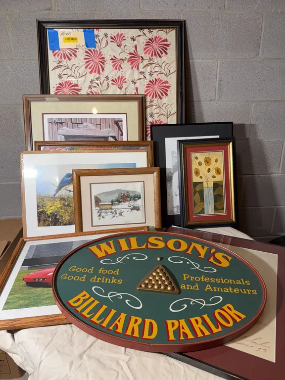 Large Lot Framed Wall Art - Wild Wings Prints, Coca-Cola Mirror, Billiard Sign