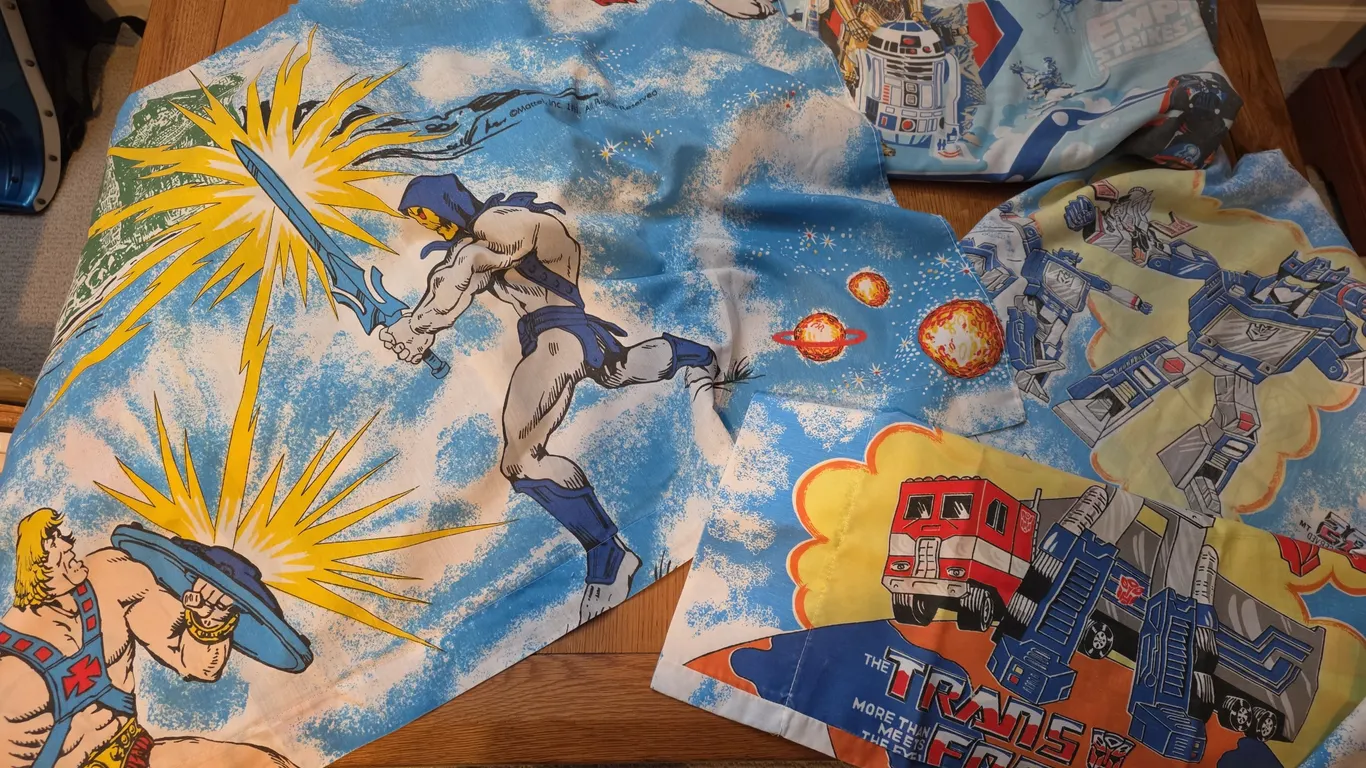 Vintage He-Man, Star Wars, and Transformers Bed Linens