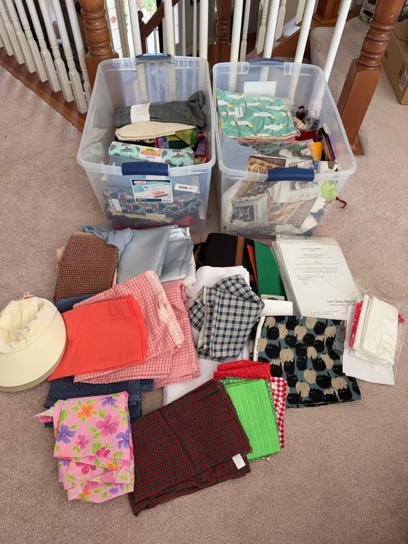 Large Fabric and Sewing Craft Lot with Patterns and Notions
