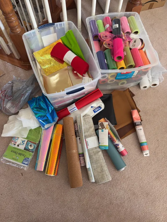 Large Craft Supply Lot - Tulle, Vinyl, Fabric and Sewing Notions