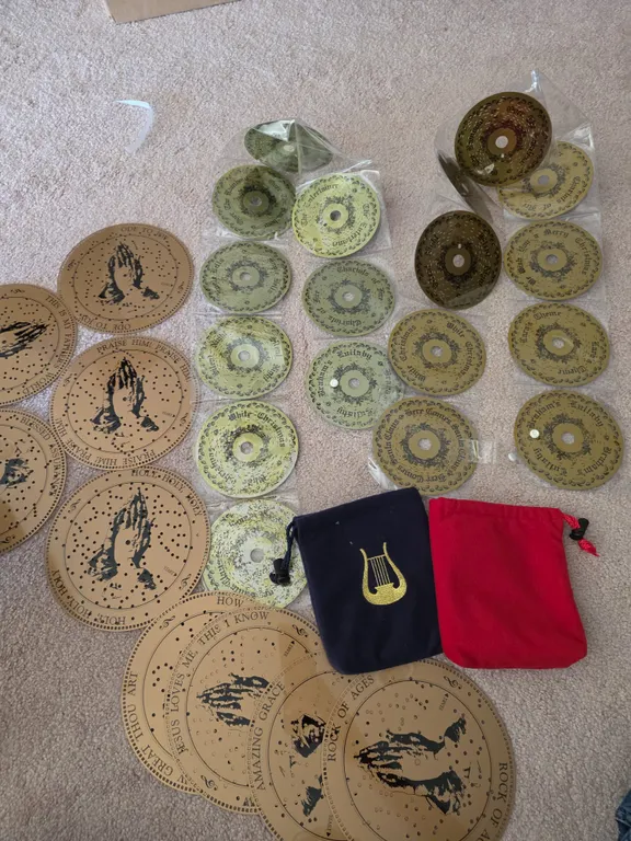 Large Collection of Vintage Music Box Discs - Christmas and Hymn Titles