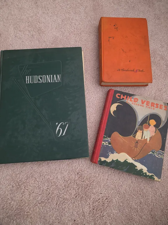 Vintage Book Lot: Hudsonian 1967 Yearbook, Child Verses, Bambi's Children