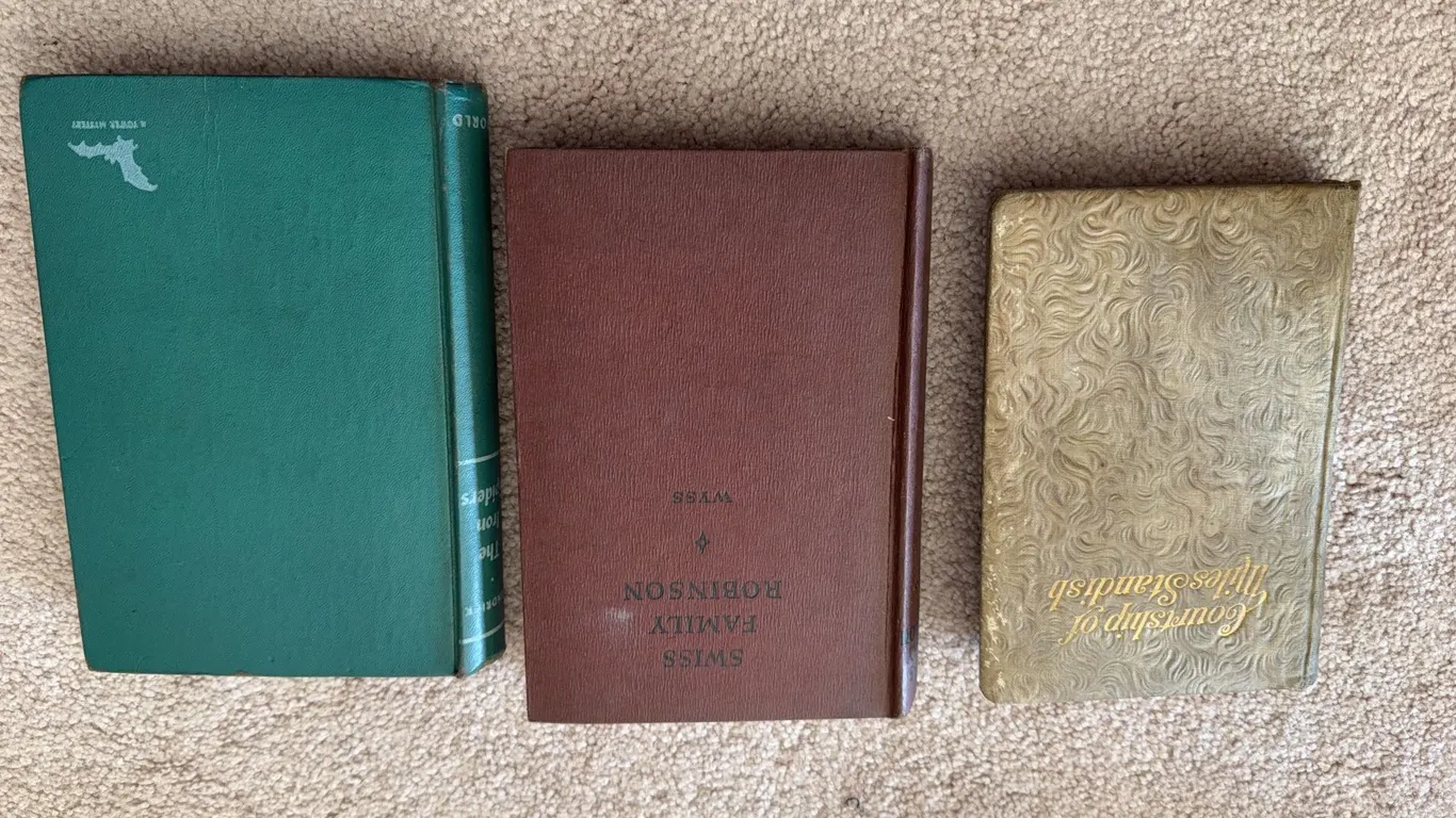 Vintage Book Lot: Swiss Family Robinson, Miles Standish, The Iron Spiders