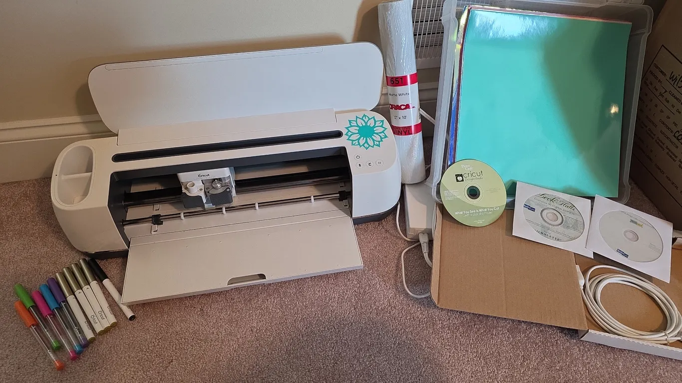 Cricut Maker and Cutting Machine Lot with Vinyl, Pens, and Accessories