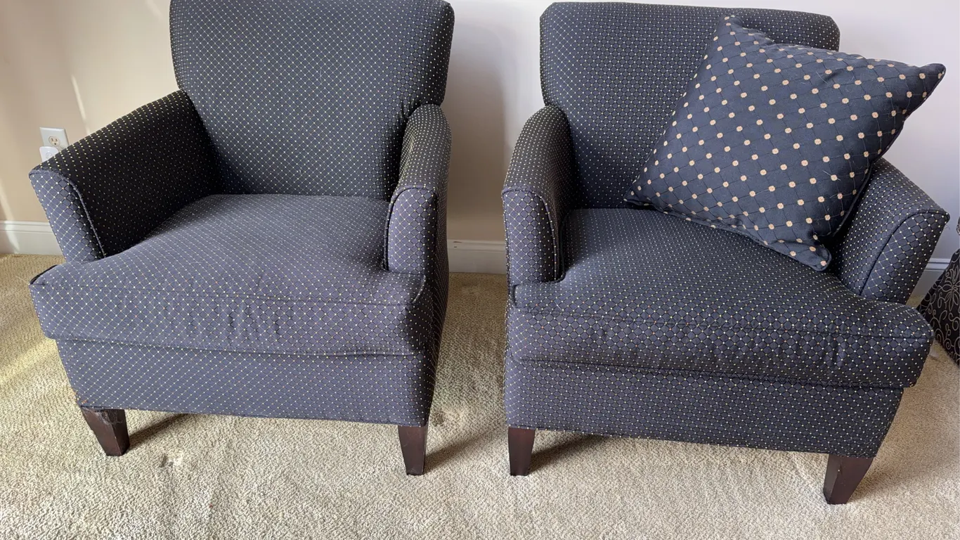 Braxton Culler Upholstered Armchairs, Pair with Pillows