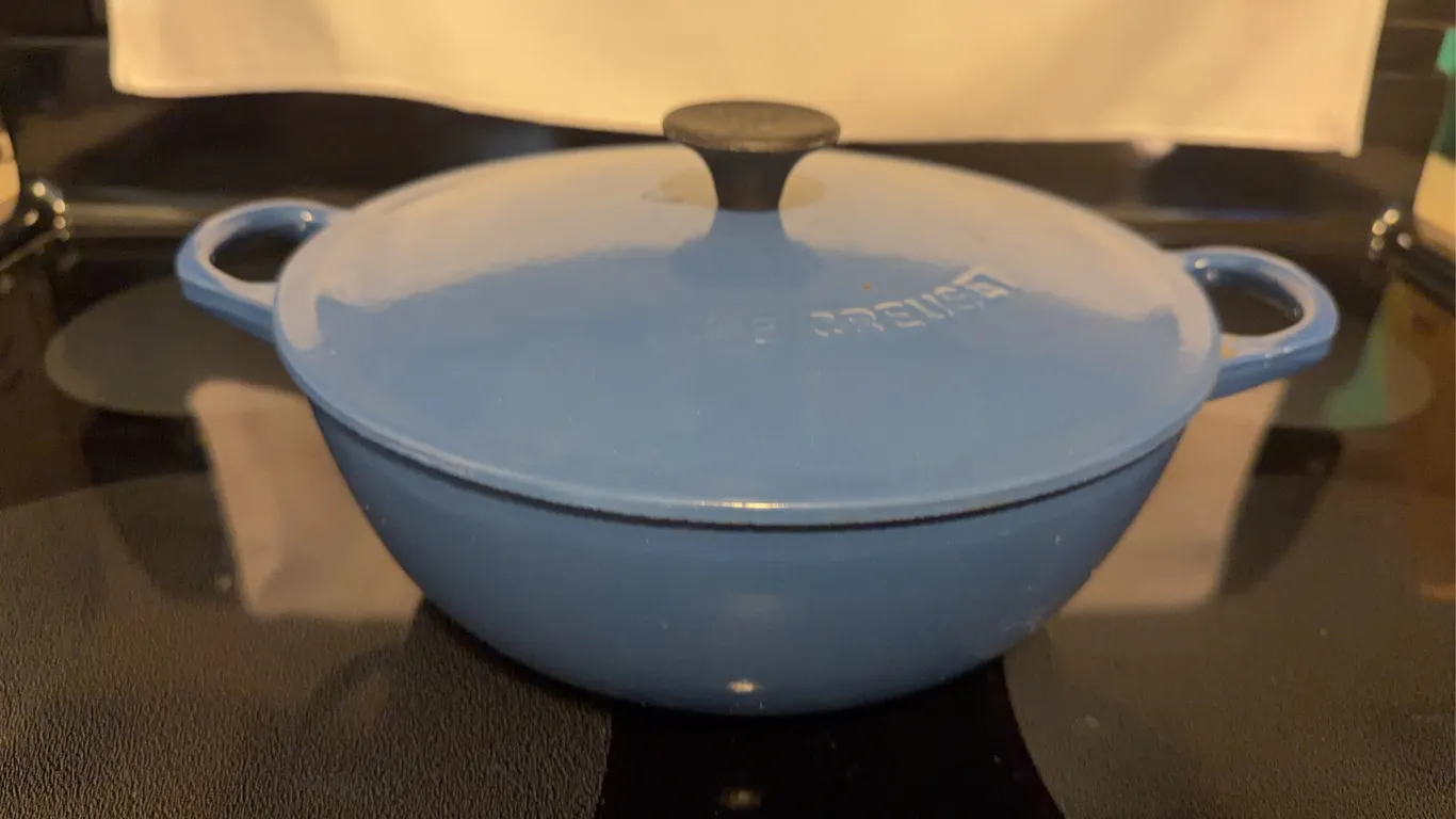 Le Creuset Blue Enameled Cast Iron 2 5/8 Qt Braiser with Lid