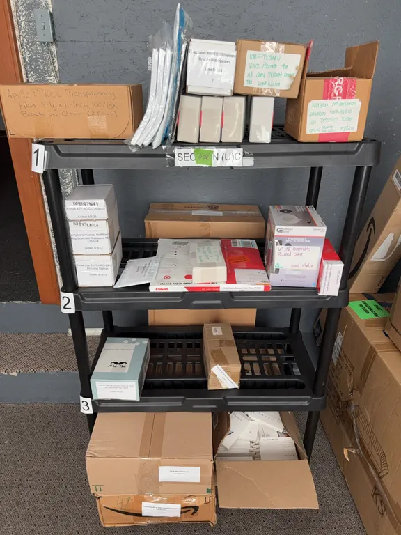 Shelving with contents