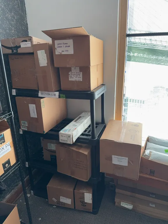 Shelving with contents
