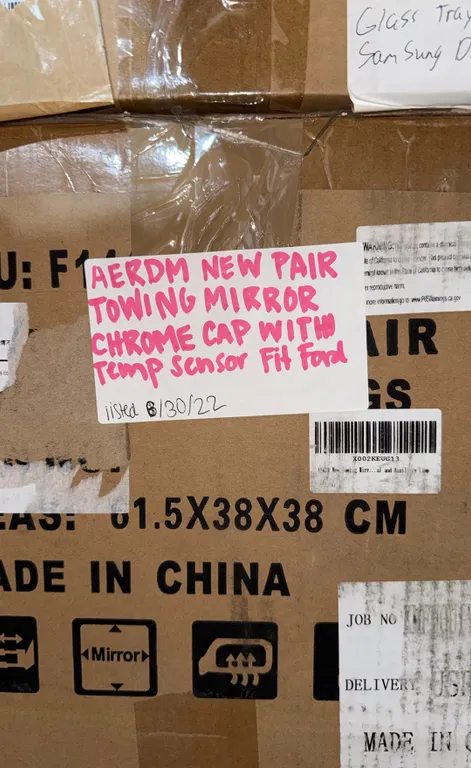 AerDM New Pair Towing Mirror Chrome Cap With Temp Sensor Fit Ford