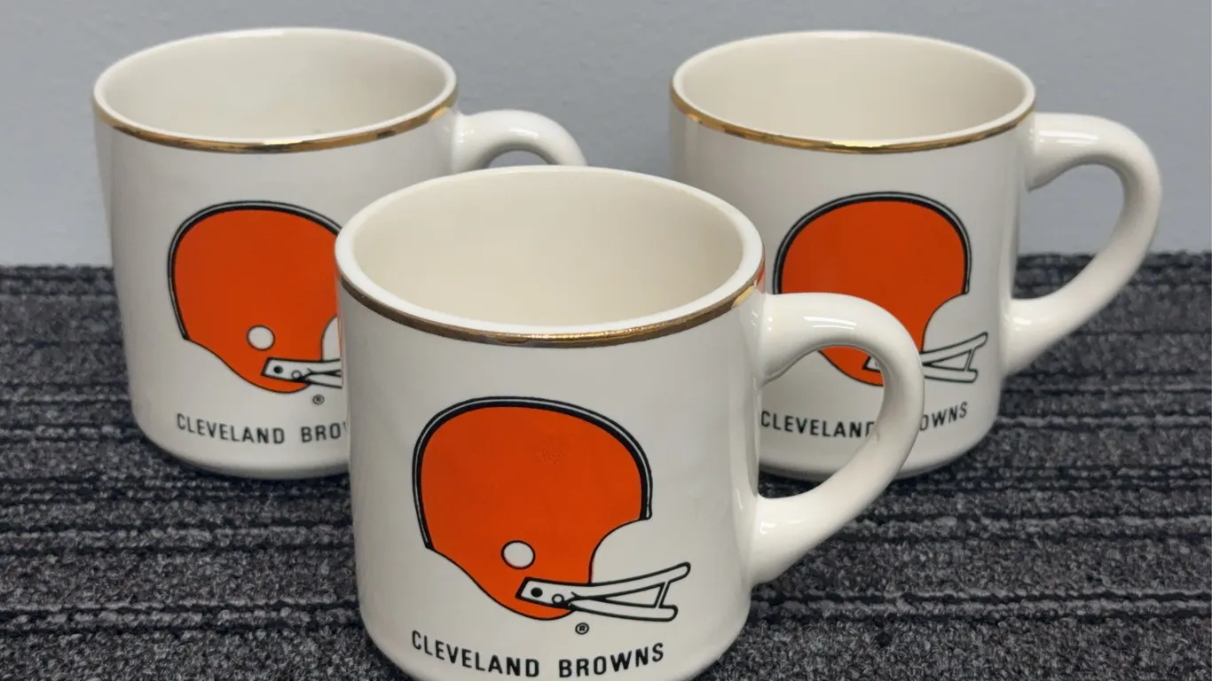 Collection of 3 Vintage 1980 Cleveland Browns Division Champions Coffee Mugs
