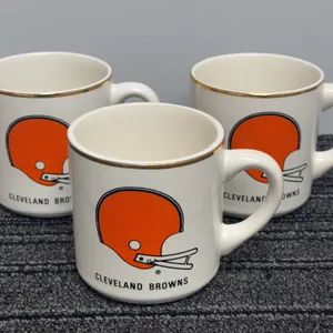 Collection of 3 Vintage 1980 Cleveland Browns Division Champions Coffee Mugs