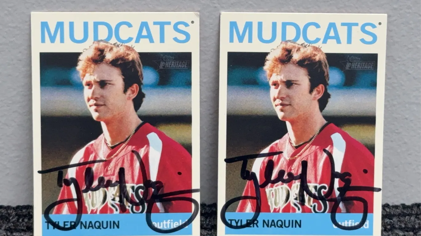 (2) Tyler Naquin Autographed 2013 Topps Carolina Mudcats Cards