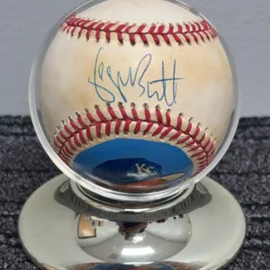 George Brett Autographed Hand Painted Rawlings American League Baseball