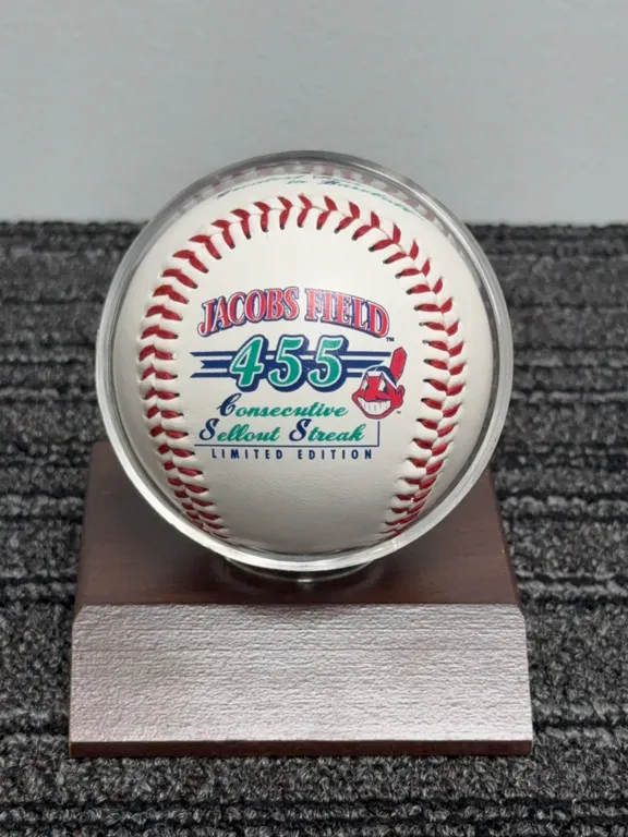 Vintage Limited Edition Jacobs Field Consecutive Sellout Streak Commemorative Baseball