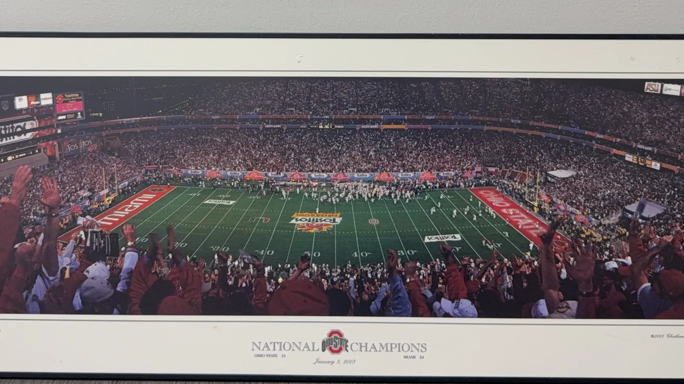 Large Ohio State Buckeyes 2002 National Championship Mounted Picture