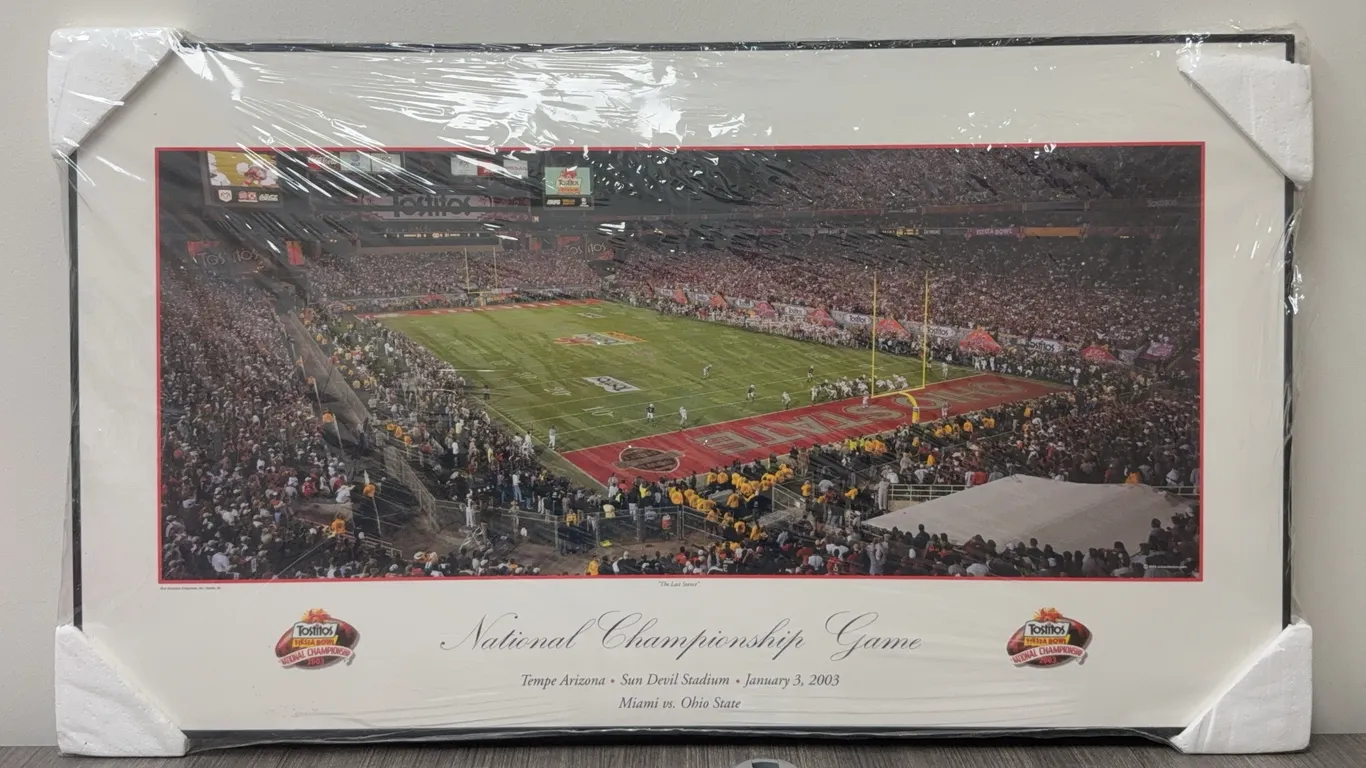 **NEW** Large Ohio State Buckeyes 2002 National Championship "The Last Stance" Mounted Picture