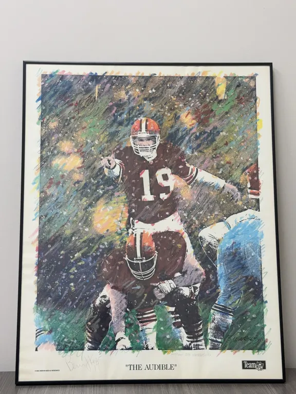 Vintage Bernie Kosar Autographed "The Audible" Framed Poster Limited Edition #1425/2000