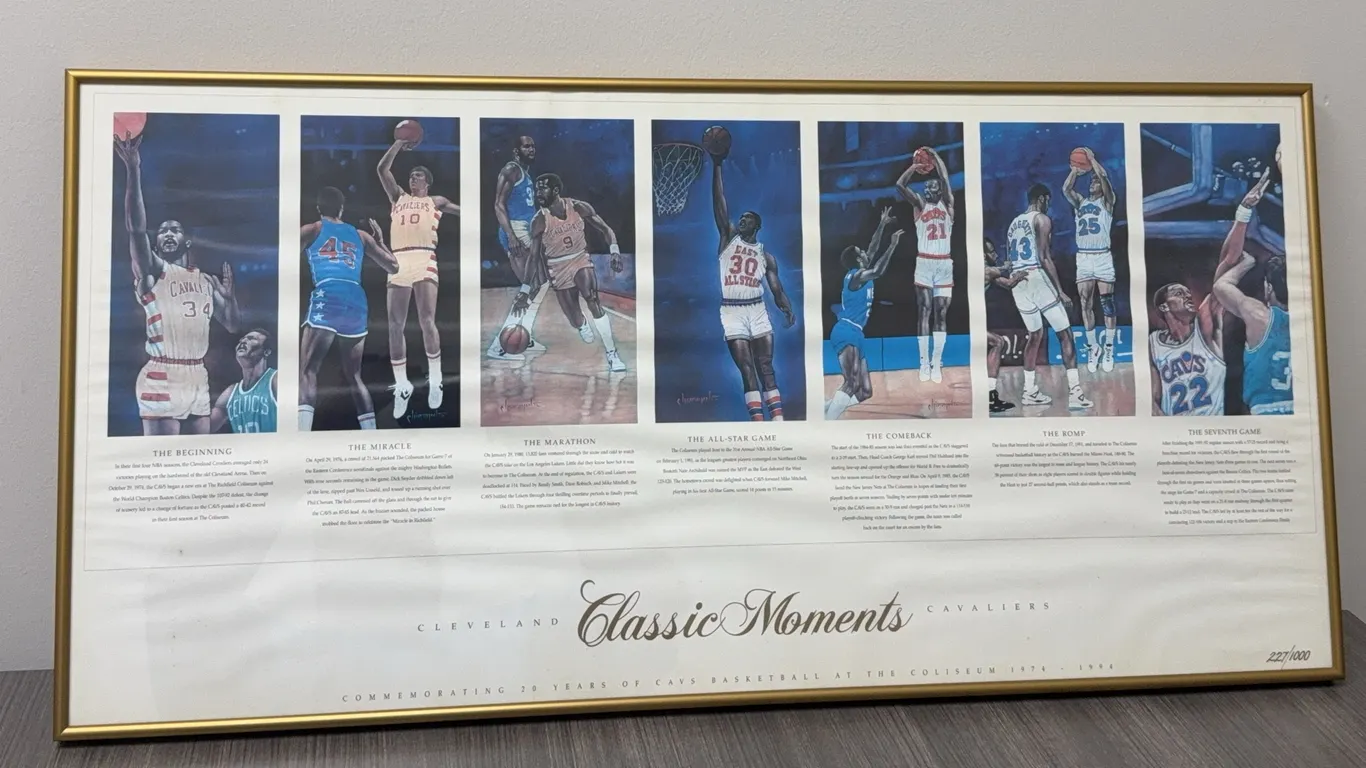 Vintage Cleveland Cavaliers "Classic Moments" Framed Limited Edition Poster #227/1000